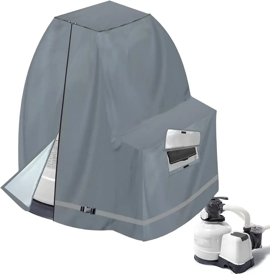XCZ Waterproof UV Resistant Sand Filter Pump Cover for 12-16in Pumps, Grey