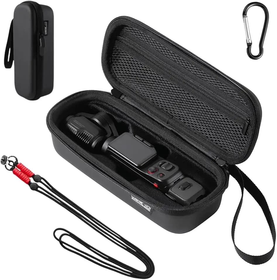 Coyktonty Waterproof Carrying Case for Insta360 Luna Ultra/Luna Pro (for Original Protective Case) Portable PU Storage Small Protector Hard Bag Protective With Carabiner & 125 cm lanyard