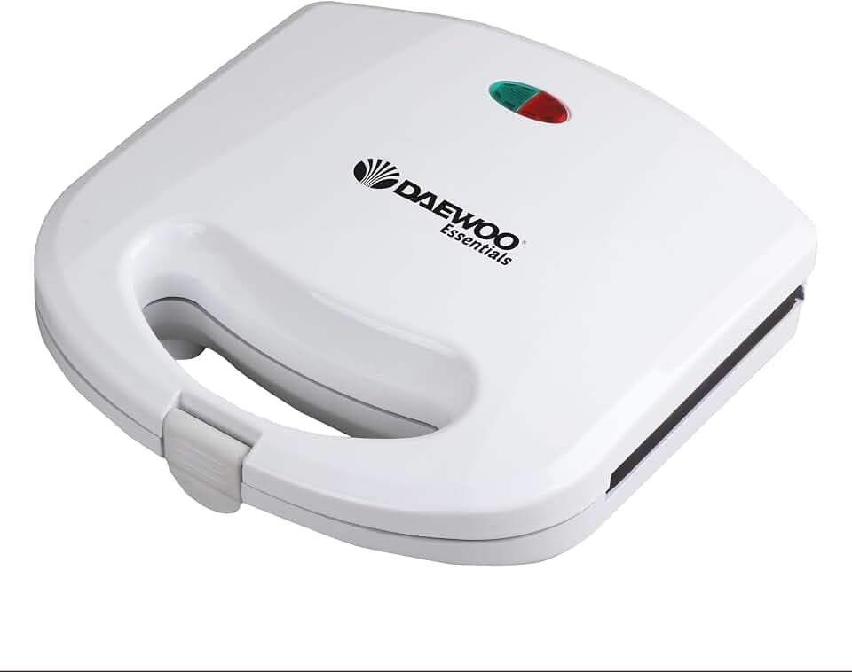 Fine Elements SDA1037 sandwich-broodrooster met 2 porties, gemakkelijk te reinigen, platen met antiaanbaklaag, rubberen antislipvoetjes, prestatie- en stand-by-indicator, licht en compact (wit)