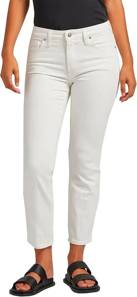 Silver Jeans Co. Women's Most Wanted Mid Rise Straight Leg Crop Jeans