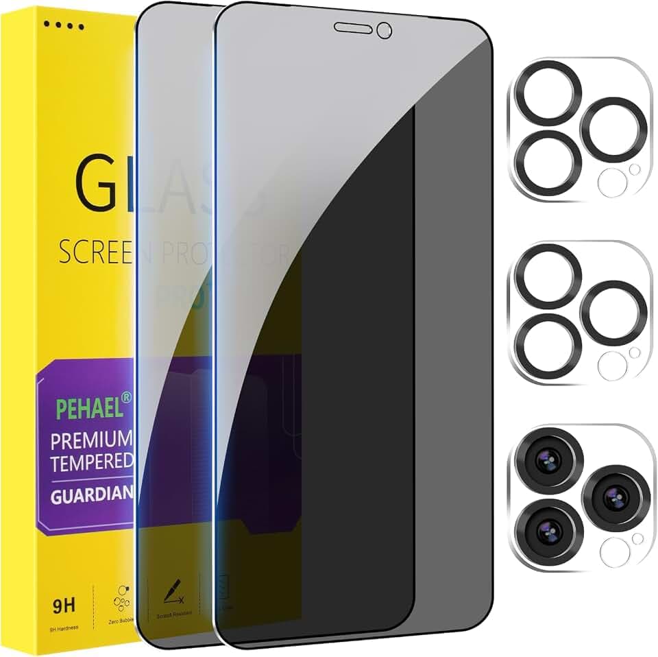 PEHAEL for iPhone 12 Pro Max Privacy Screen Protector+Camera Lens Protector