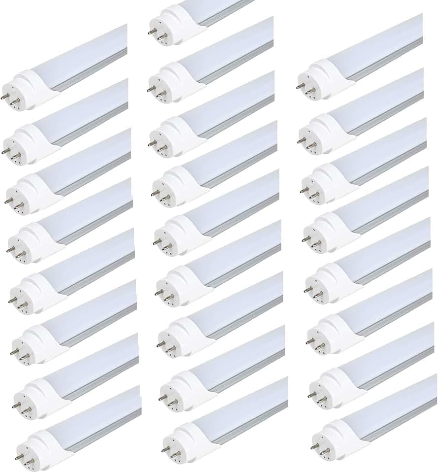 4ft T8 T12 LED Tubes, 48" 22W Frosted 4000K Daylight Bulbs, F32T8 Fluorescent Replacement Tube Light, Double-Ended Power Ballast Bypass, 3000 Lumens Type B Milky Lamp 110V 277V, 25 Pack