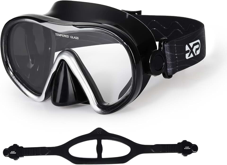 Scuba Diving Mask for Adults - Anti-Fog Swim Mask Wide View Swimming Goggles with Nose Cover Professional Snorkeling Goggles Gear Tempered Glass Lens with Fabric Strap for Men Women