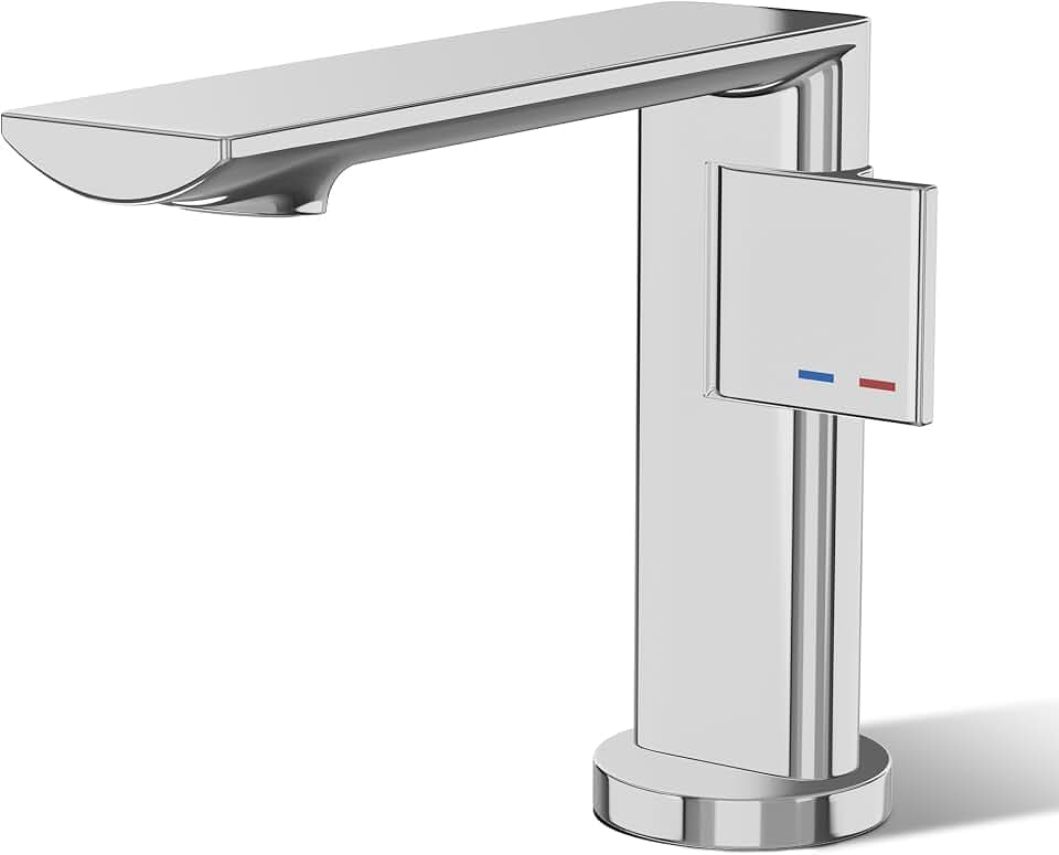 Wasserhahn Bad Messinggehäuse Waschtischarmatur mit Keramikkartusche Einhebelmischer für Badezimmer mit Auslaufhöhe 123 mm für Gäste-WC Armatur Badezimmer mit Ungiftiger EPDM-Inne
