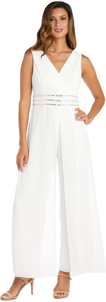 Jumpsuit W/Wrap Front Panel & Rhinestone Embellishment