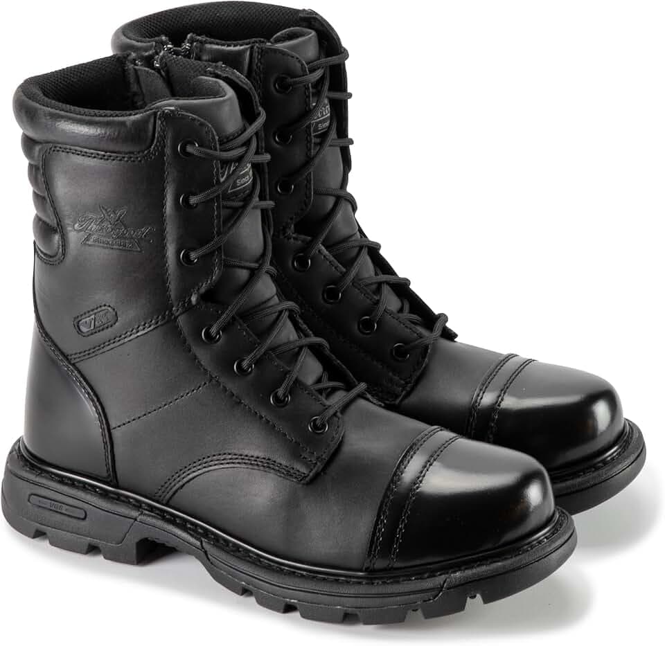 Thorogood GEN-Flex2 8" Side-Zip Tactical Boots for Men and Women - High-Shine Leather Heel & Toe with Goodyear Storm Welt and Slip-Resistant Outsole