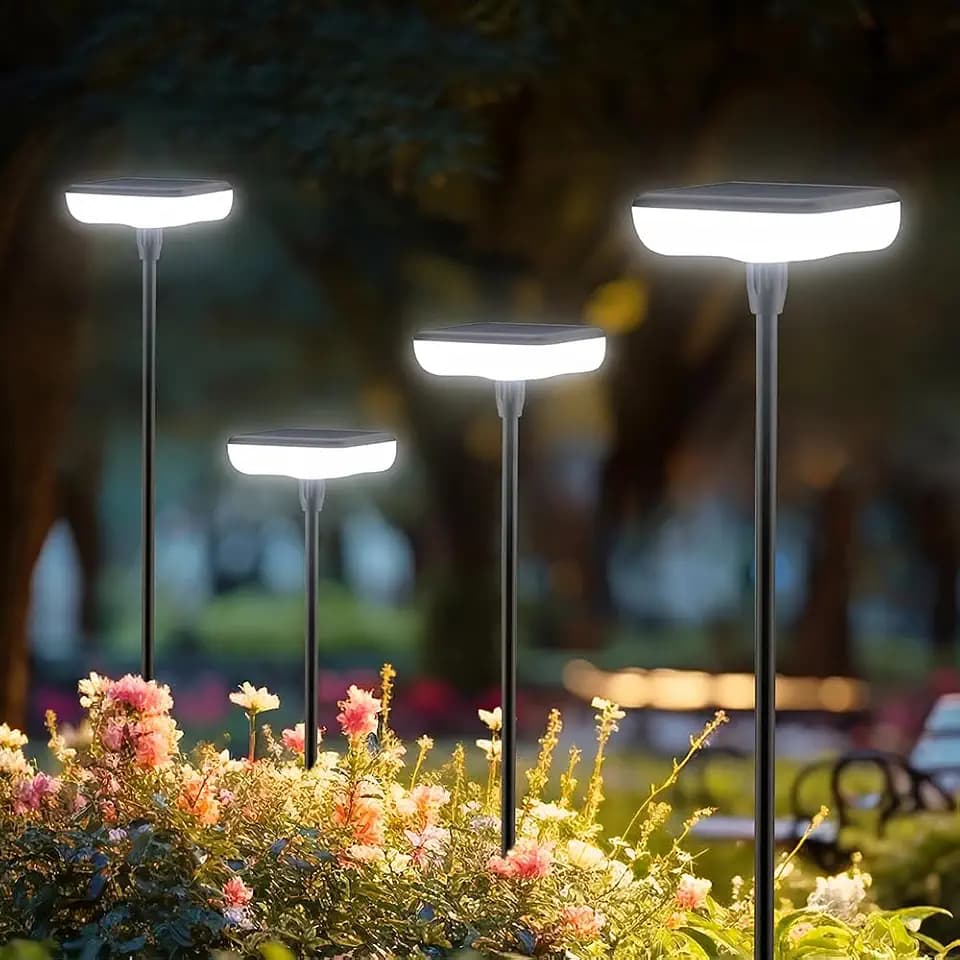 Solarlampen für Außen Garten 4 Stück 1000mAh Kaltes Weiß IP65 Wasserdicht Solarleuchten für Außen Hell 34 Lumen Gartendeko für Draußen Outdoor Balkon Weg Terrasse Gräser Sträucher