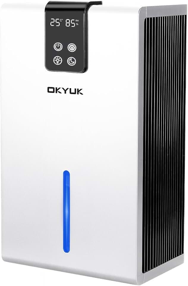 Luftentfeuchter Elektrisch 2700ml, leise kleine Luftentfeuchter für Schlafzimmer mit automatischer Abschaltung, 7-Farben-LED-Licht, ideal für Wohnmobil, Badezimmer, Schlafzimmer,Keller (Weiß)