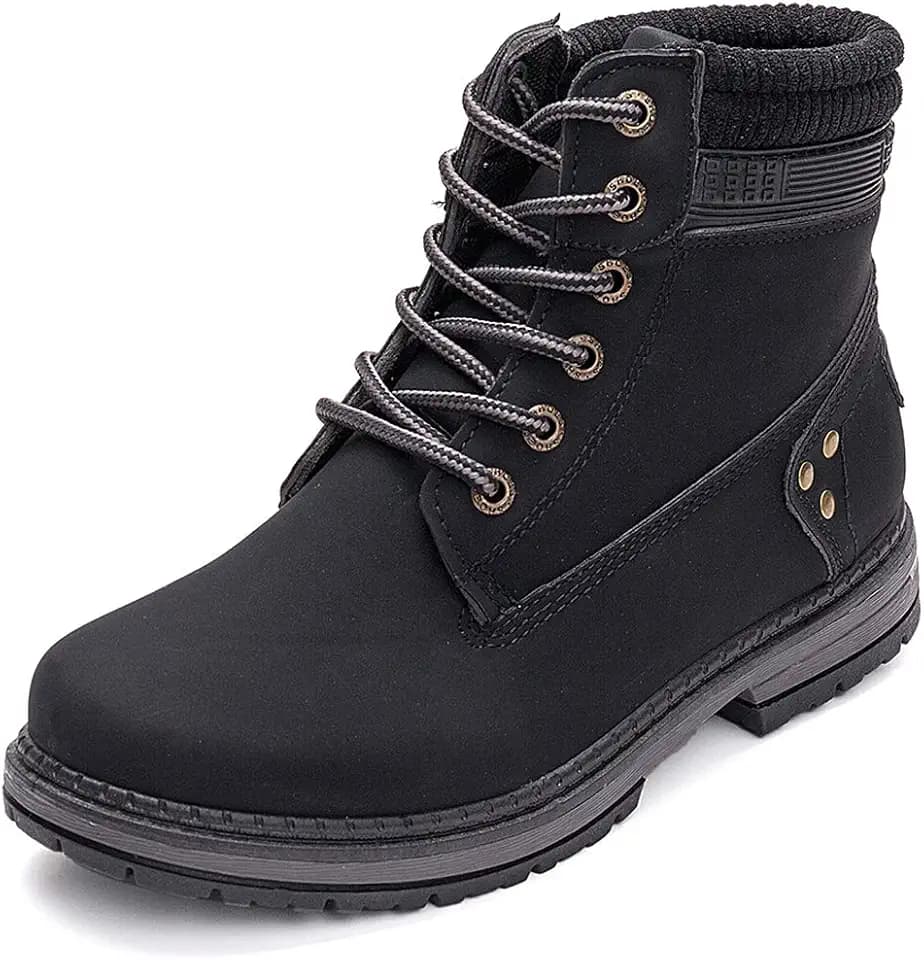 Athlefit Women's Lace-Up Work Hiking Combat Ankle Boots