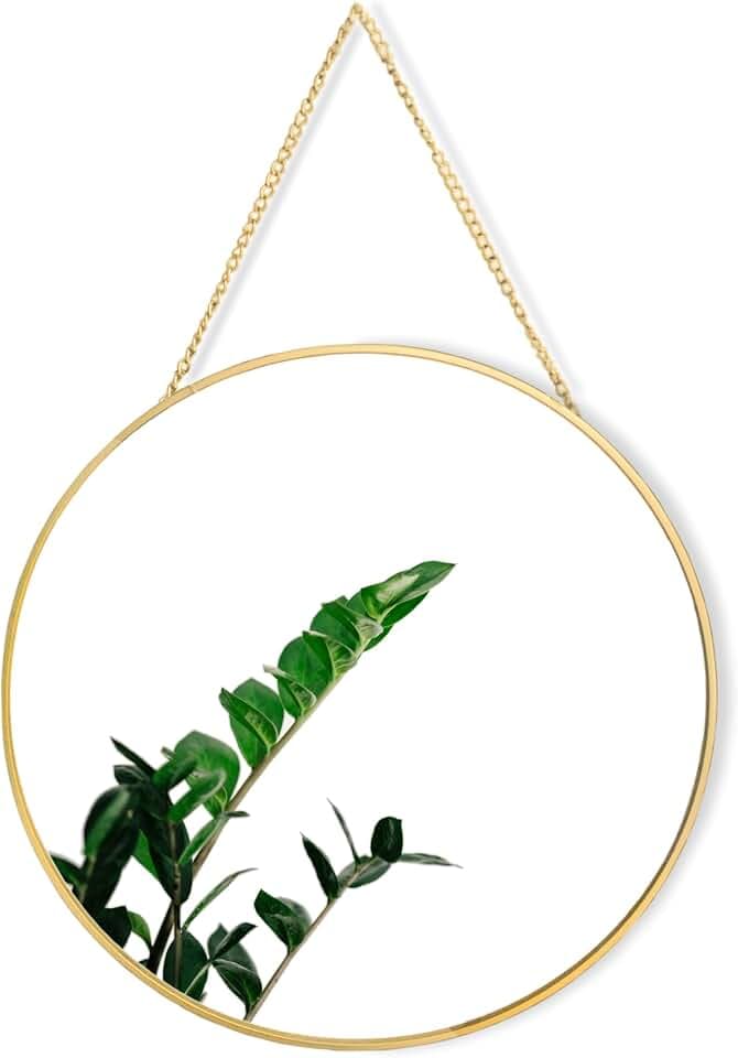 Spiegel mit Kette, rund, Vintage-Stil, Metallrahmen, 30 cm
