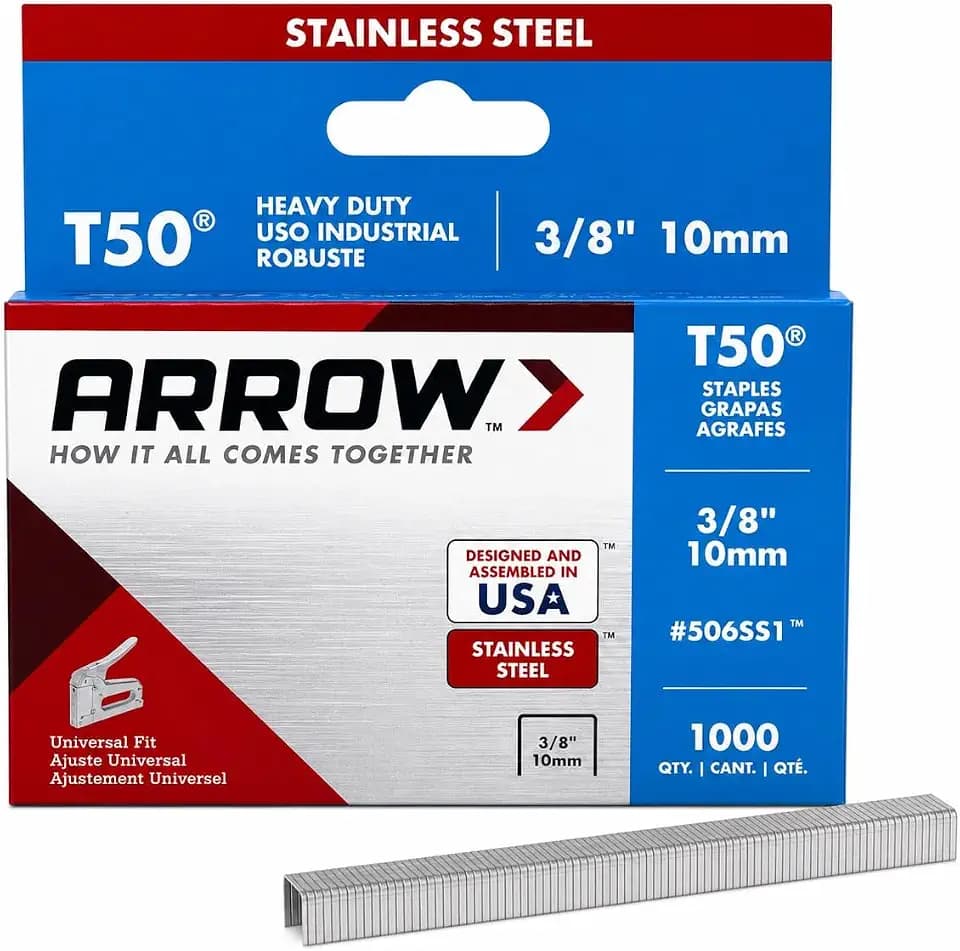 Arrow Staples Box 1000 - Stainless Steel 3/8in
