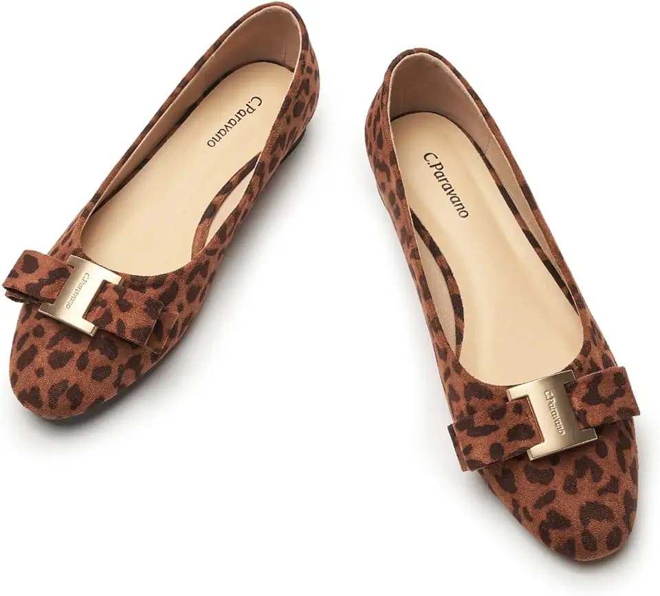 C.Paravano Flat Shoes for Women | Women's Flats | Ballet Flats | Dress Shoes for Women (11,Leopard)