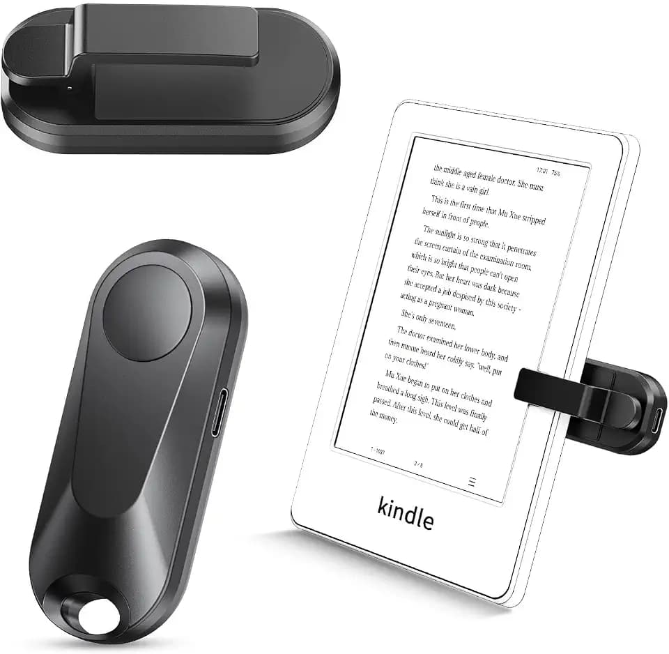RF Remote Control Page Turner for Kindle Paperwhite Oasis eReaders Kobo,Camera Video Recording Remote Triggers, Page Turner for ipad Tablets Reading Novels Comics(Black)