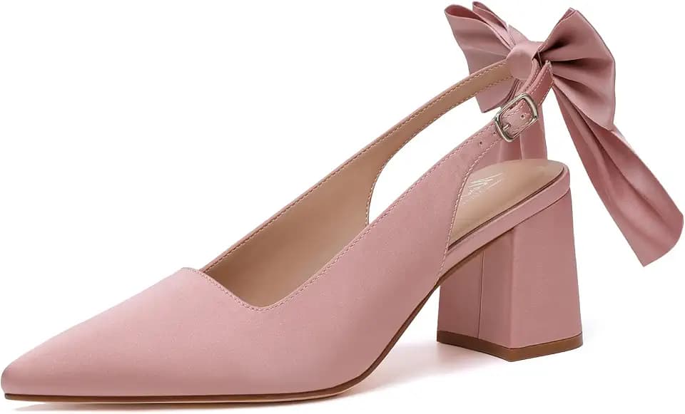 Mostrin Block Slingback Heels for Women Pointed Closed Toe Chunky Heels Office Work Shoes Women's Pumps for Business Casual