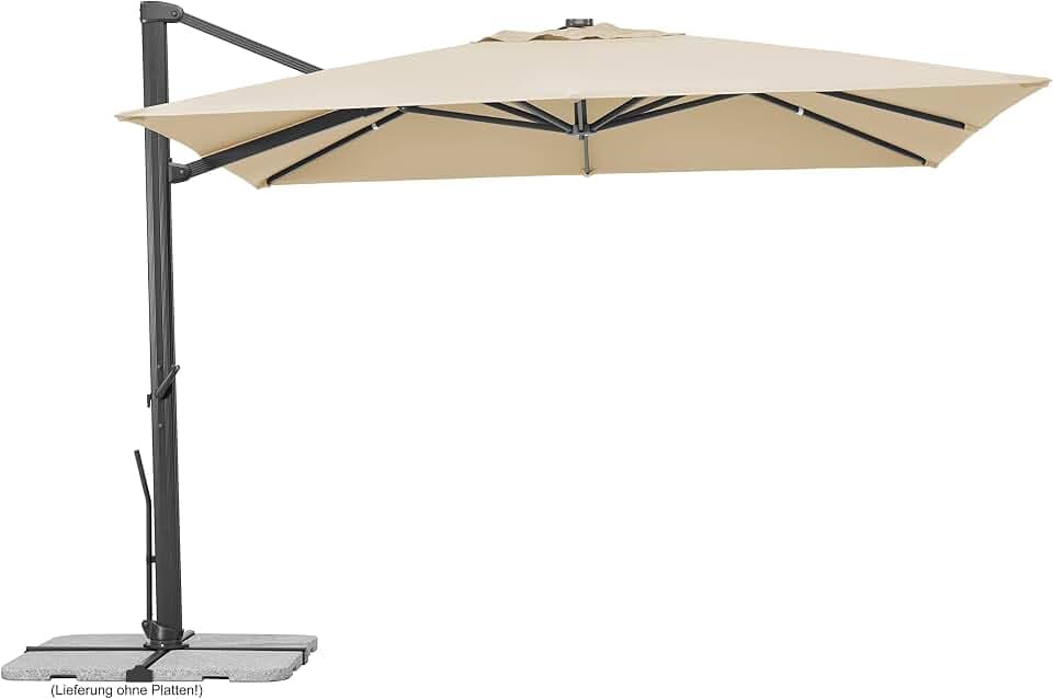 Schneider Sonnenschirm Rhodos Smart, Natur, 300 x 300 cm quadratisch, 794-02, Gestell Aluminium, Bespannung Polyester, 25 kg