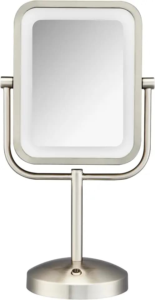 Conair Lighted Makeup Mirror, LED Vanity Mirror, 1X/8X Magnifying Mirror, Battery Operated in Brushed Nickel
