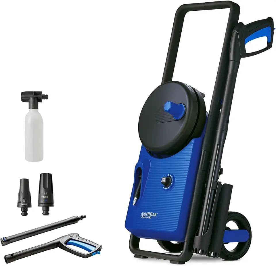 Nilfisk Hochdruckreiniger Core 150 Bar Druck mit PowerControl - Pressure Washer Für Terrassen, Werkstätten und Autos (2000 W)