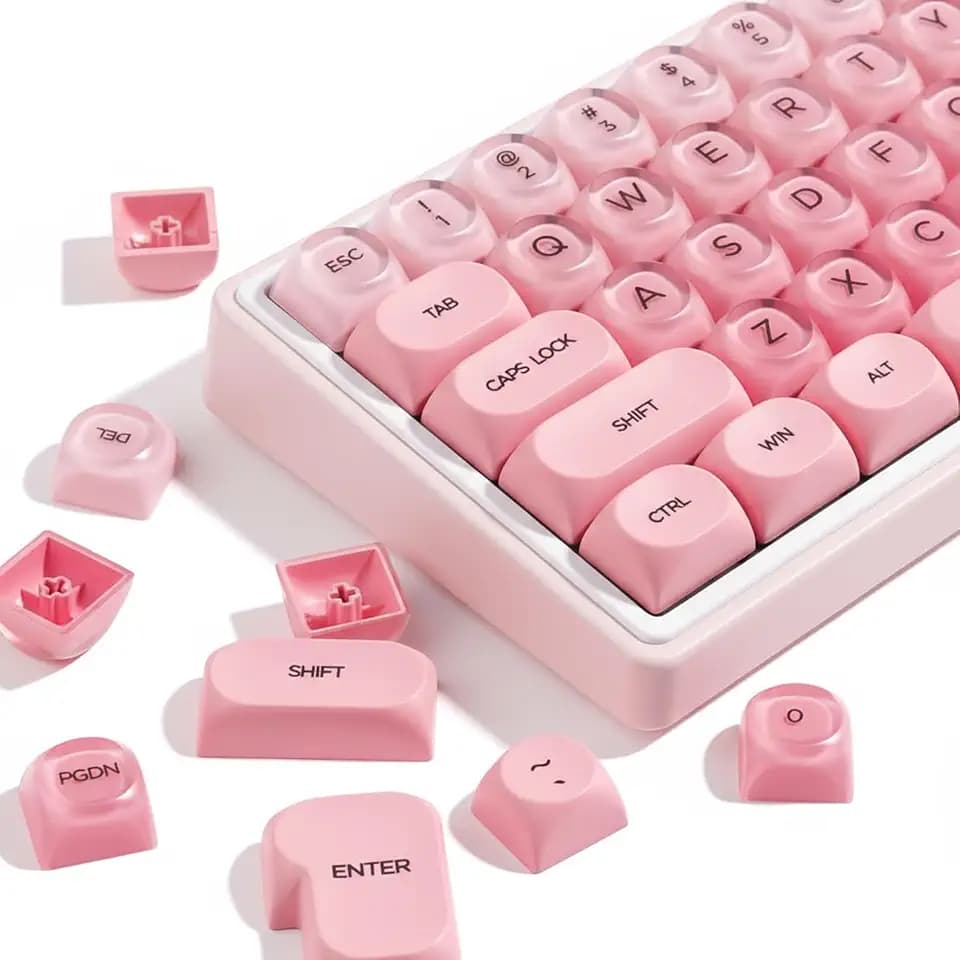 Hyekit PBT Keycaps Set in Pink, for Cherry MX Mechanical Keyboards