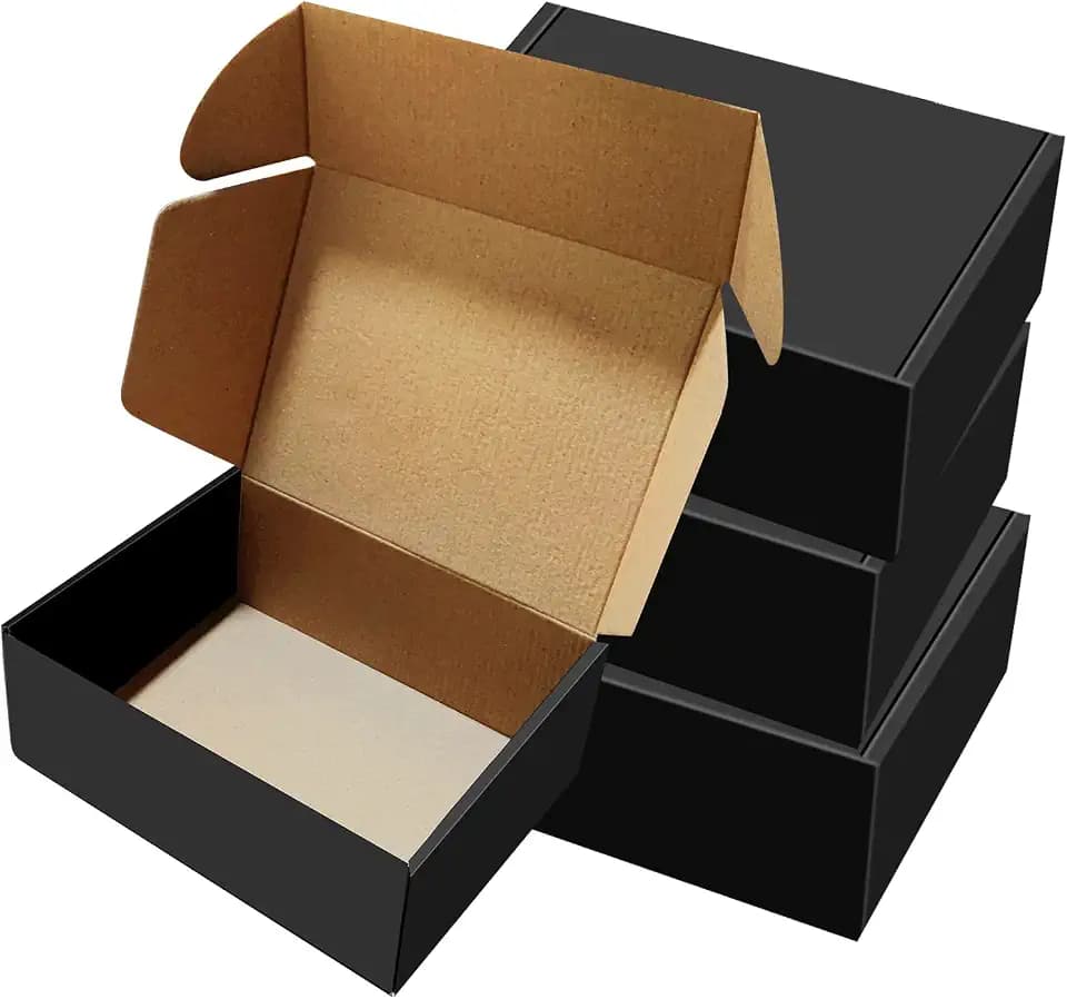 BoShahai 30 Pack 9x6x4 inch Black Shipping Boxes, Corrugated Cardboard