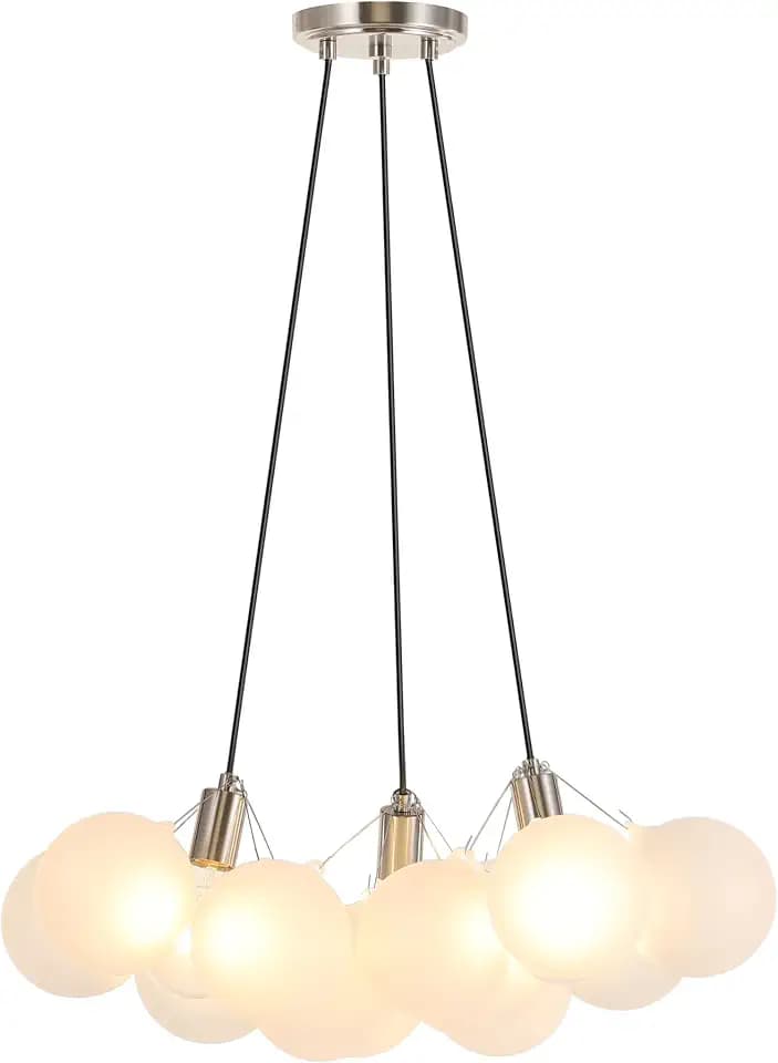 JONATHAN Y Aubrey 24" 3-Light Mid-Century Glam Chandelier, Brushed Nickel