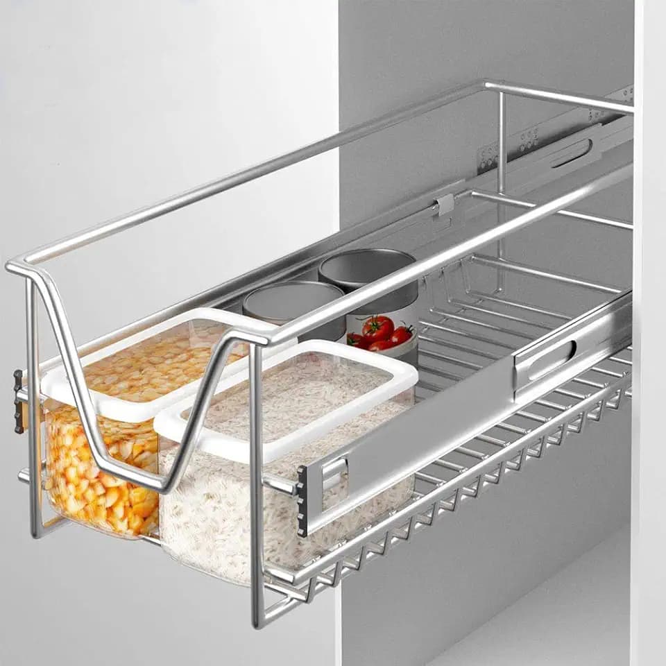 BAKAJI Teleskopschublade Möbel für Küche, ausziehbar, platzsparend, mit Schiene aus Edelstahl (30 cm)