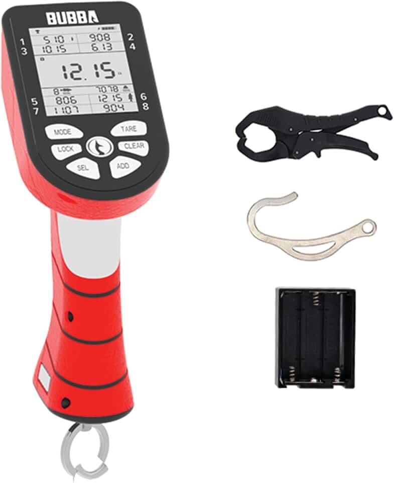 BUBBA Smart Fish Scale -Tournament Fishing Tool - Built in Fish Clip and Hook - 2 Modes, Digital Screen, 60lb Limit