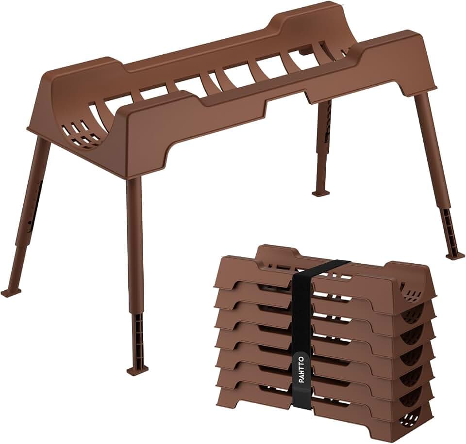 RV Sewer Hose Support, 15FT Heavy-Duty Camper Waste Hose Holder with 7 Foldable Sections, Adjustable & Stable Waste Drainage Support with Strap, Stackable & Weather-Resistant, Brown (Patent Pending)