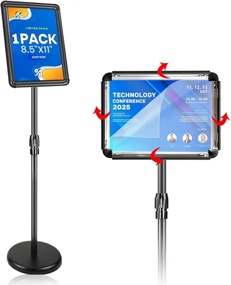8.5*11 Sign Holder Stand w/ Safety Corner, Standing, Black