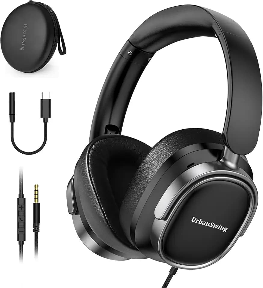 W70 Premium Headset Bundle with 3.5mm Headphones, Mic, USB-C Adapter, Case