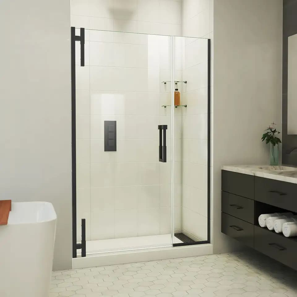 DreamLine Ascend 44 1/2-45 1/2 inch W x 72 inch H Frameless Pivot Shower Door in Matte Black