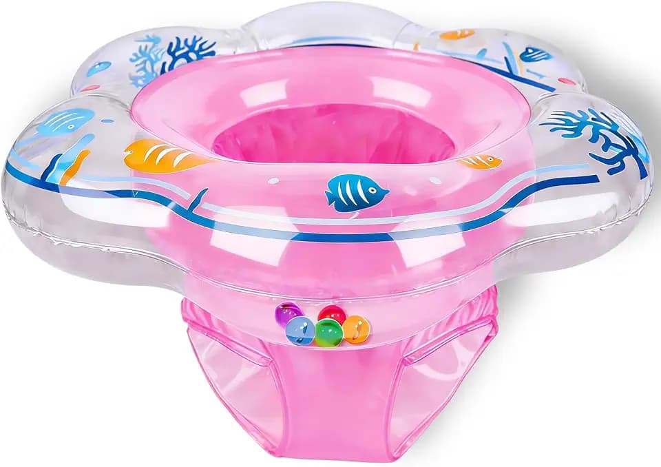 Baby Pool Float with Double Airbag Safety Seat for Toddler & Infant 6-12 Months, Inflatable Infant Pool Float for Swim Training, Bathtub Water Play