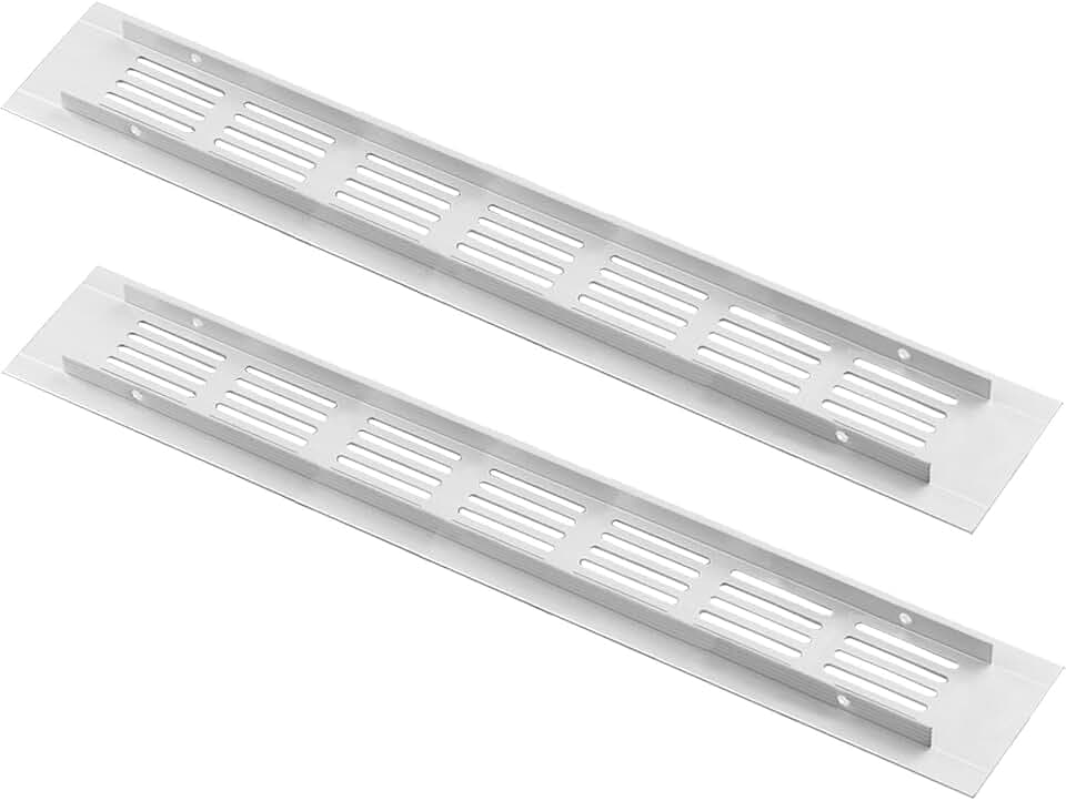 2 Stück Lüftungsgitter, Weißes Belüftungsgitter Aluminium Abluftgitter Eckig für Küchenschrank, Schuhschrank und Kleiderschrank, 50mm*300mm