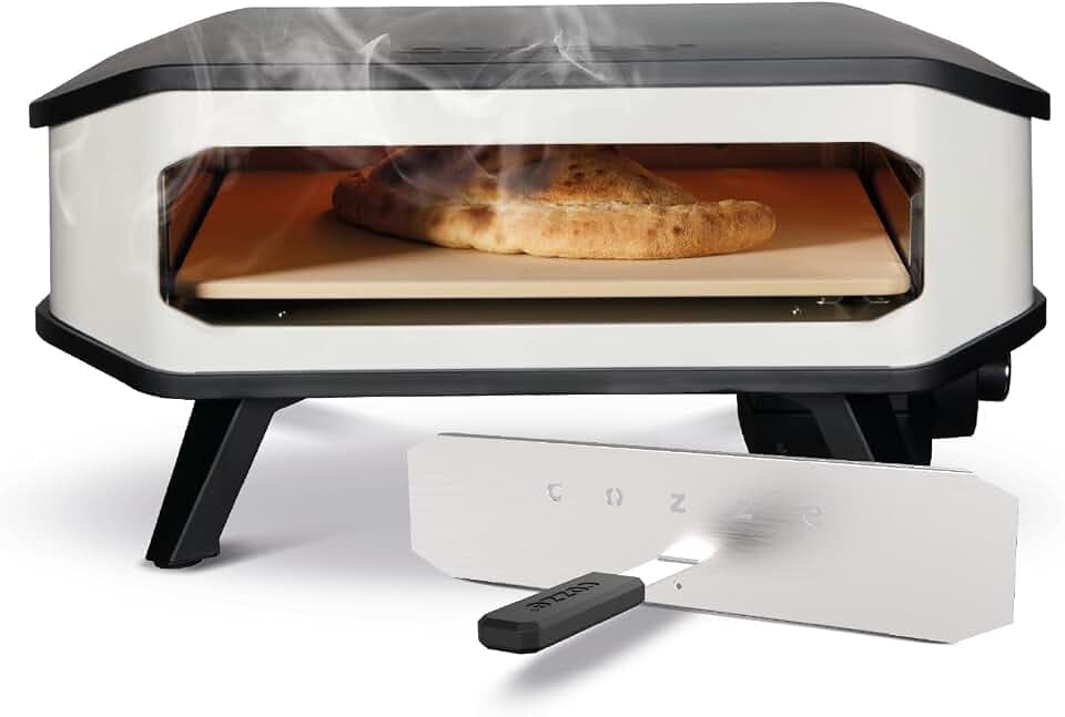 cozze® 17" Elektro-Pizzaofen mit Pizzastein, 230V/2200W, Digitale Temperatursteuerung, inkl. Frontabdeckung, Schwarzes