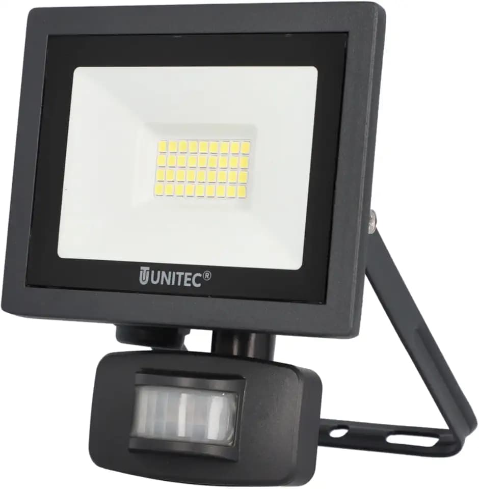 UNITEC LED Strahler mit Bewegungsmelder 14 W, 1700 Lumen, IP44, Aluminiumdruckguss, einstellbare Einschaltdauer, Sicherheitsglas, energiesparend, langlebig, anthrazit