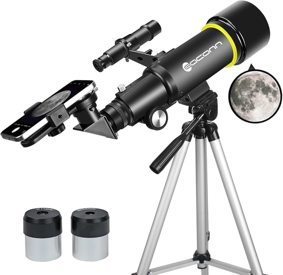 Teleskop für Erwachsene Anfänger, 70mm Aperture 400mm AZ Mount Voll Multi-Coated Optics Refraktor Tragbare Teleskope, Reiseteleskop mit Stativ und Telefon Adapter