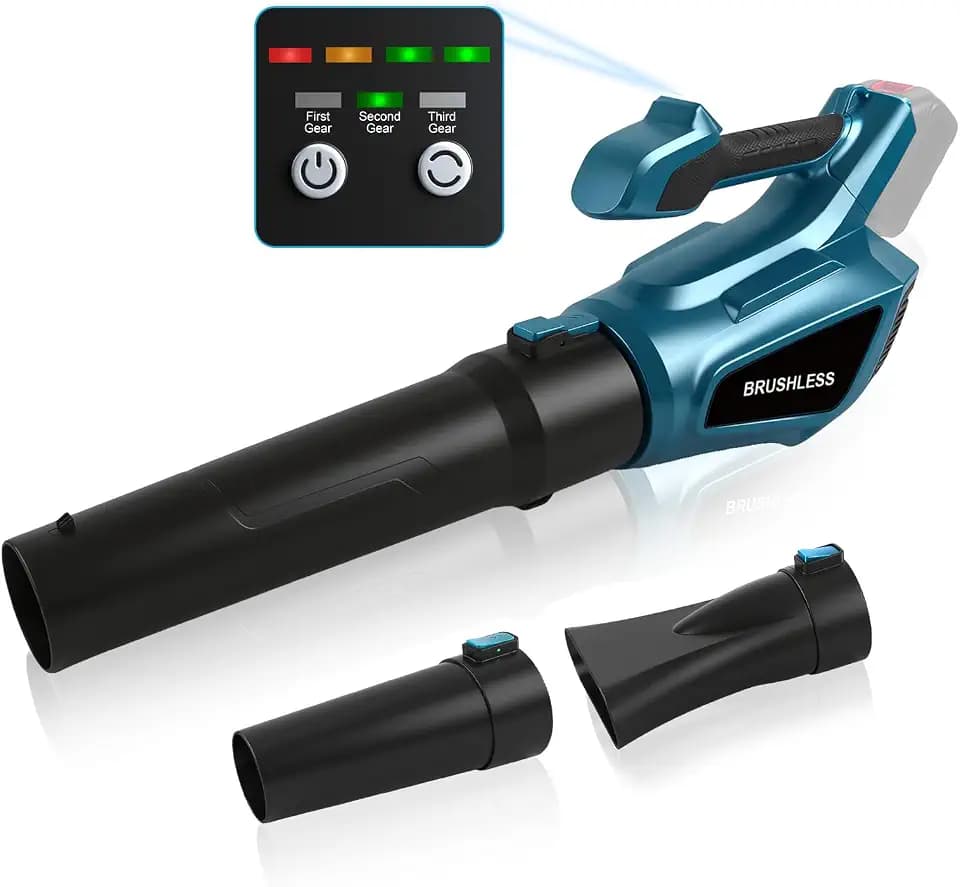 Akku Laubbläser kompatibel mit Makita Akkus (ohne Akku) | Bürstenloser Motor mit 3 Geschwindigkeiten | Max. Luftstrom 11 m³/min| Ideal für Laub, Staub, Schnee und Wasser