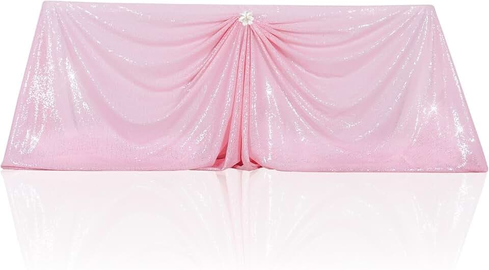 PartyDelight Pink Sequin Tablecloth 90x132 Inch Rectangular