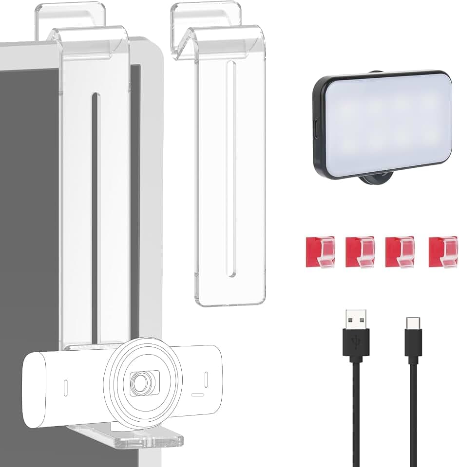 Webcam Mount with Video Light for Logitech MX Brio C920 C922