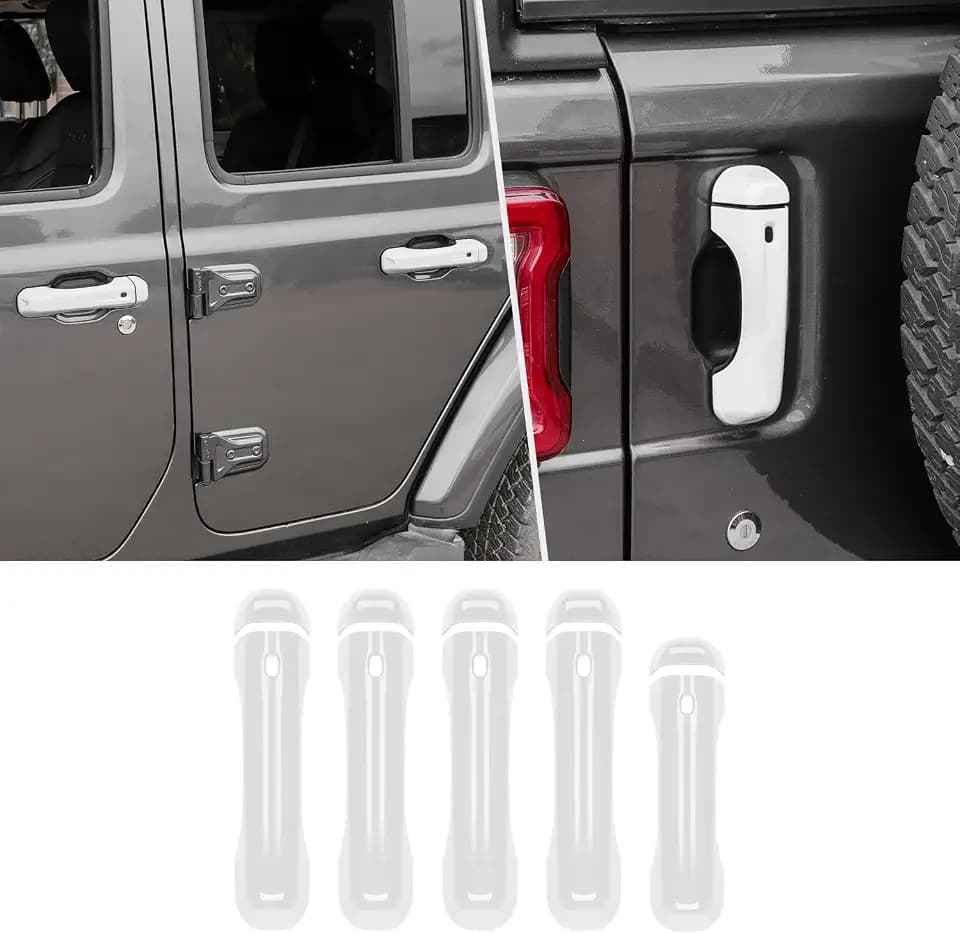 RT-TCZ Door Handle Trim Cover Tailgate Handle Cover Exterior Decoration Accessories for Jeep Wrangler JL JLU 2018-2022,White