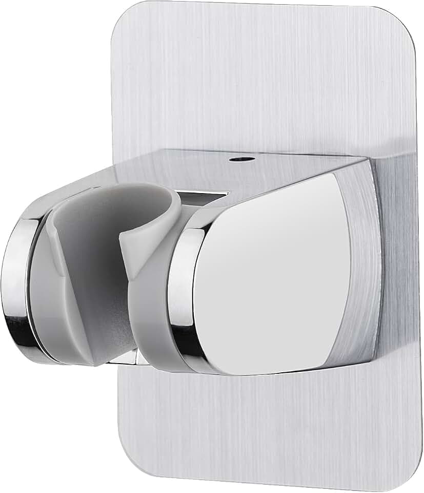 Ibergrif M20405 Duschkopfhalterung Ohne Bohren, Verstellbarer Duschhalter mit Starkem Kleber, Universal Handbrause Halterung für Badezimmer, Rostfrei & Wasserdicht