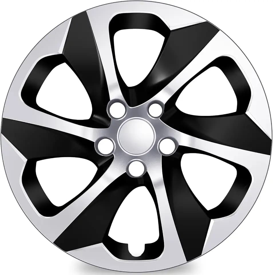 4-Pack Hubcaps Compatible with Toyota RAV4 2019 2020 2021 2022 2023 2024, 17 inch 17" Steel Wheel, Wheel Covers Skins, Snap On Tire Cover Replacement, Black and Silver (Silver and Black)