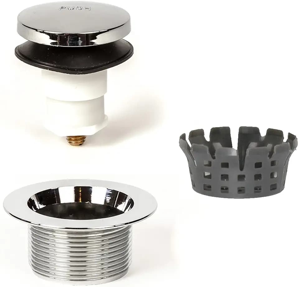 PF WaterWorks Toe Touch (Foot Actuated) Bath Tub Drain Assembly with Gasket - Coarse Thread 11.5 Threads Per Inch - Free Hair Catcher/Strainer;Chrome; PF0920-CH-TT-C