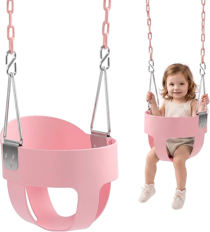 VEVOR Toddler Swing 300 lbs High Back Full Bucket Baby Swing Seat Pink