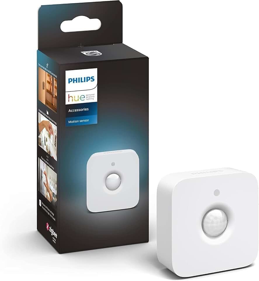 Philips Hue Bewegungsmelder Indoor, Tageslichtsensor für smarte Beleuchtung, automatische Lichtsteuerung bei Bewegung für EIN sicheres Zuhause, weiß