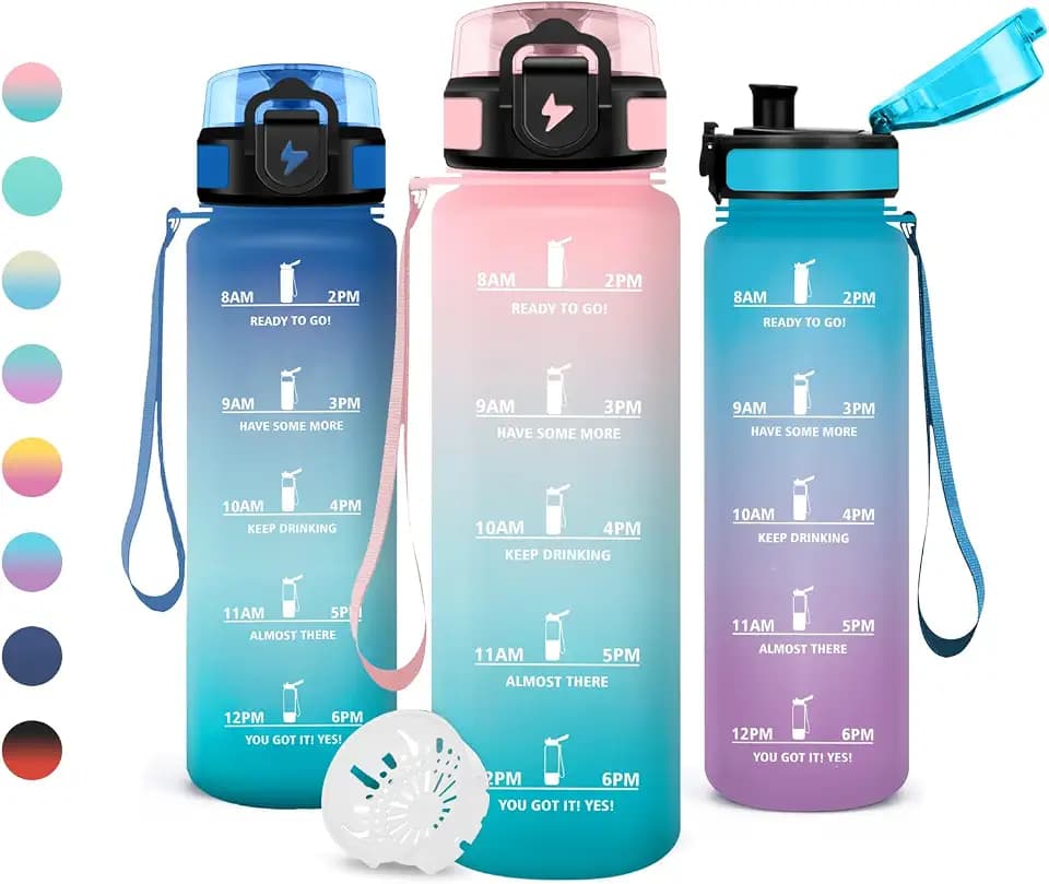Trinkflasche 500ml, Kohlensäure Geeignet, Trinkflasche Auslaufsicher, Wasserflasche mit Zeitmarkierung, Wasserflasche mit Filter, für Wandern, Schule, Outdoor