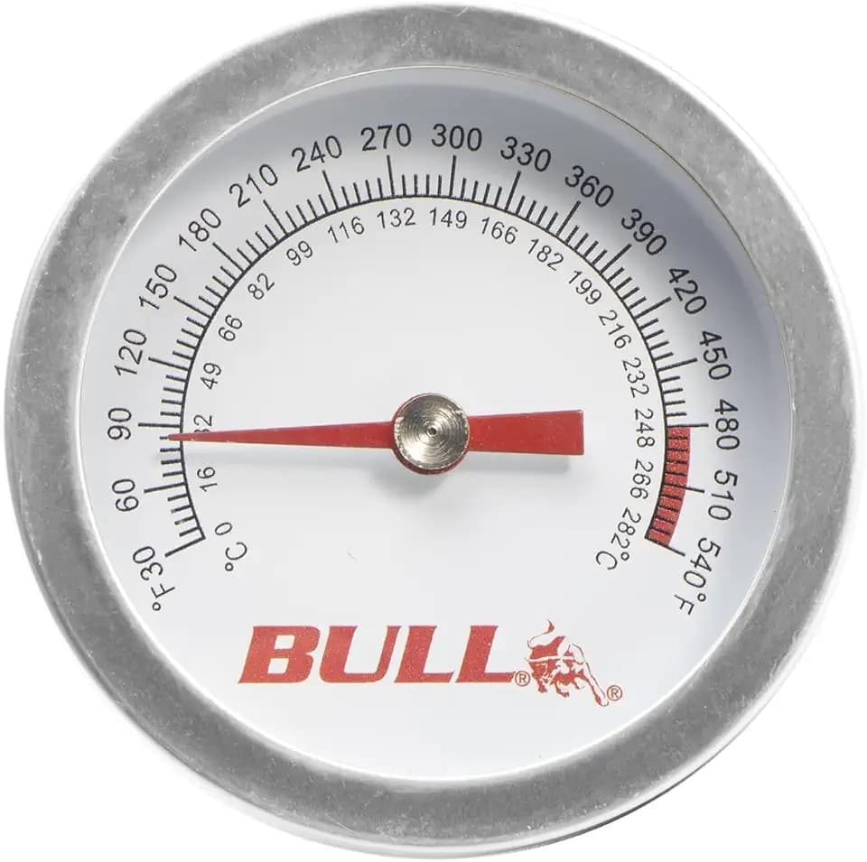 Accurate BBQ Grill Thermometer Gauge Replacement Parts for Most Bull Grills, 2.56 Inch Temperature Gauge with Fahrenheit and Heat Indicator for Bull Outdoor Grill Accessories, #16509