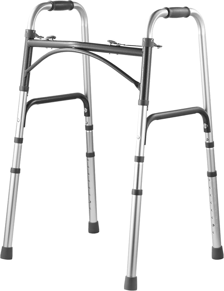 VEVOR Gehgestell faltbar, Gehbock für Senioren mit 8-fach einstellbarer Höhe und robusten Griffen, leichte Gehhilfe aus Aluminium für ältere und behinderte Menschen, bis zu 158 kg