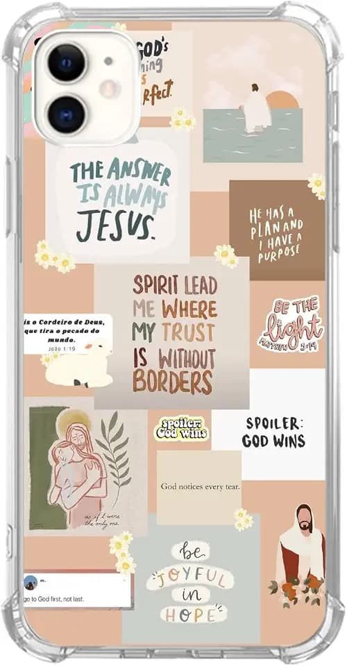 Christian Quotes Collage Phone Case Compatible with iPhone 12/iPhone 12 Pro, Christian God Case for Girl Women Men, Silicone Shockproof TPU Bumper Protective Cover Case for iPhone 12/iPhone 12 Pro