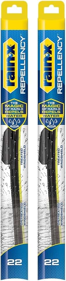 Rain-X 810363 Repellency Water Repellent Wiper Blades, 22" Windshield Wipers (Pack of 2), All Weather Streak-Free for Enhanced Visibility w/Water Repellency Formula [Amazon Exclusive]