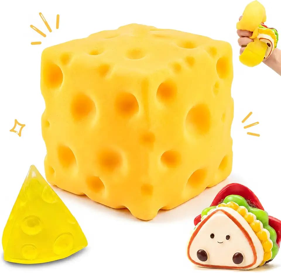 Big Cheese Squishy Fidget Toys,Food Squeeze Sensory Stress Balls for Adults